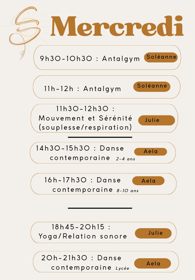 a.3 Planning Activité Sportive : Mercredi 